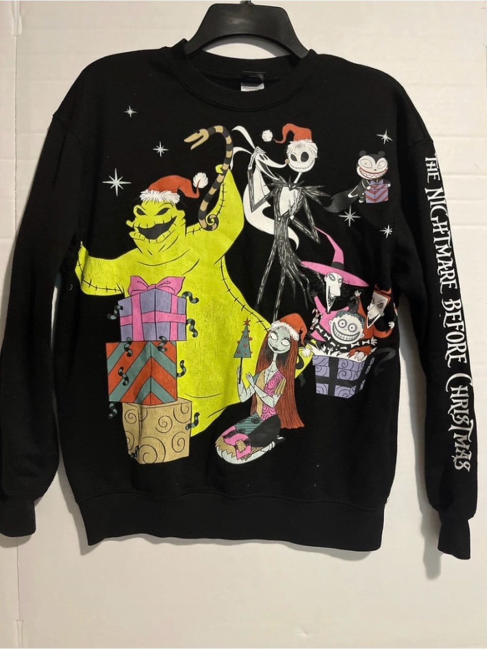 Disney The Nightmare Before Christmas Black Graphic Crewneck with Neon Accents